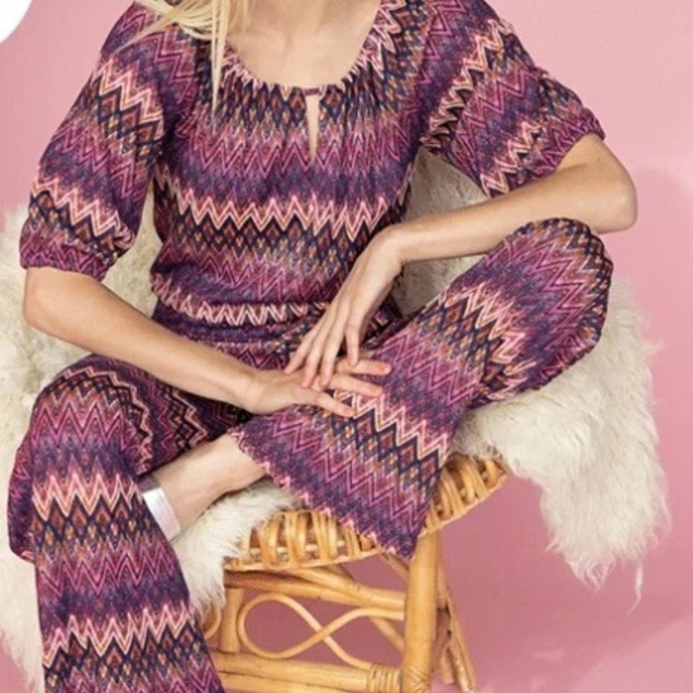 Trina Turk Multicolor Chevron Knit jumpsuit